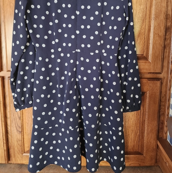 Loft Navy Floral Dress Long Sleeve Size 8 - Picture 6 of 7